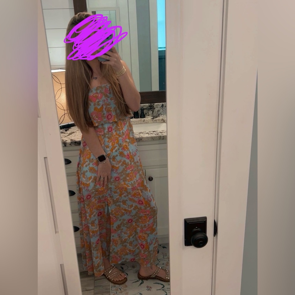 Strapless Floral Maxi Dress